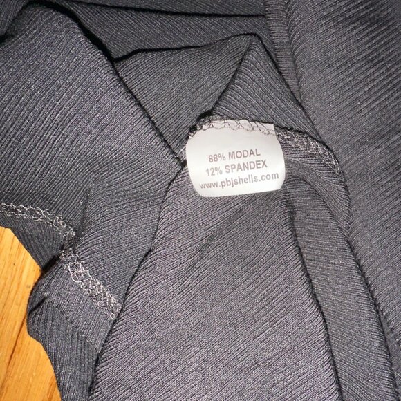 Pea Bee + Jae Grey Ribbed Midi Shell Dress Modal Mock Neck - Picture 5 of 6